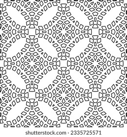 Abstract background with figures from lines. black and white pattern for web page, textures, card, poster, fabric, textile. Monochrome graphic repeating design.