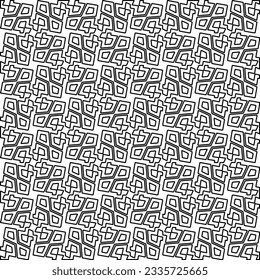 Abstract background with figures from lines. black and white pattern for web page, textures, card, poster, fabric, textile. Monochrome graphic repeating design.