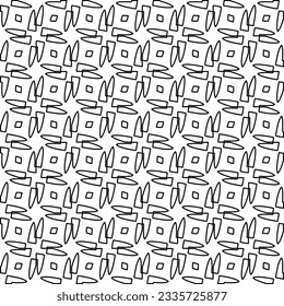 Abstract background with figures from lines. black and white pattern for web page, textures, card, poster, fabric, textile. Monochrome graphic repeating design.