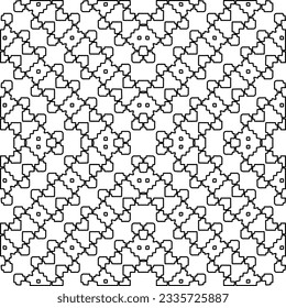 Abstract background with figures from lines. black and white pattern for web page, textures, card, poster, fabric, textile. Monochrome graphic repeating design.