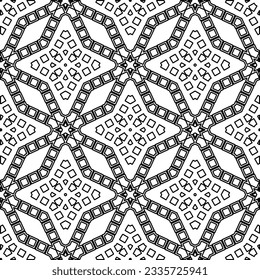 Abstract background with figures from lines. black and white pattern for web page, textures, card, poster, fabric, textile. Monochrome graphic repeating design.