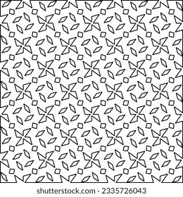 Abstract background with figures from lines. black and white pattern for web page, textures, card, poster, fabric, textile. Monochrome graphic repeating design.