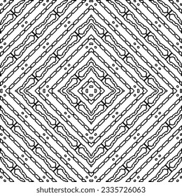 Abstract background with figures from lines. black and white pattern for web page, textures, card, poster, fabric, textile. Monochrome graphic repeating design.