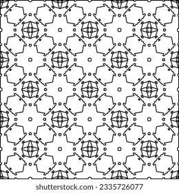 Abstract background with figures from lines. black and white pattern for web page, textures, card, poster, fabric, textile. Monochrome graphic repeating design.