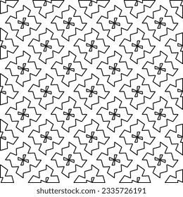 Abstract background with figures from lines. black and white pattern for web page, textures, card, poster, fabric, textile. Monochrome graphic repeating design.