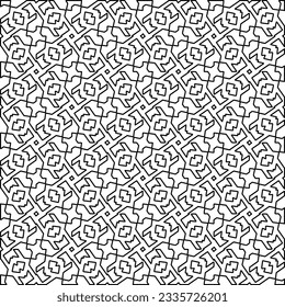 Abstract background with figures from lines. black and white pattern for web page, textures, card, poster, fabric, textile. Monochrome graphic repeating design.