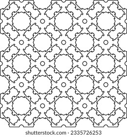 Abstract background with figures from lines. black and white pattern for web page, textures, card, poster, fabric, textile. Monochrome graphic repeating design.