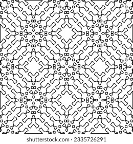 Abstract background with figures from lines. black and white pattern for web page, textures, card, poster, fabric, textile. Monochrome graphic repeating design.