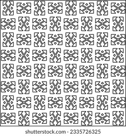 Abstract background with figures from lines. black and white pattern for web page, textures, card, poster, fabric, textile. Monochrome graphic repeating design.