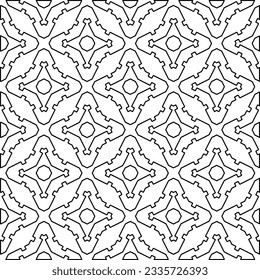 Abstract background with figures from lines. black and white pattern for web page, textures, card, poster, fabric, textile. Monochrome graphic repeating design.