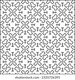 Abstract background with figures from lines. black and white pattern for web page, textures, card, poster, fabric, textile. Monochrome graphic repeating design.