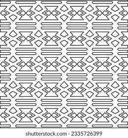Abstract background with figures from lines. black and white pattern for web page, textures, card, poster, fabric, textile. Monochrome graphic repeating design.