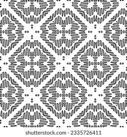 Abstract background with figures from lines. black and white pattern for web page, textures, card, poster, fabric, textile. Monochrome graphic repeating design.