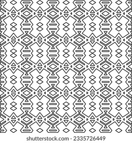 Abstract background with figures from lines. black and white pattern for web page, textures, card, poster, fabric, textile. Monochrome graphic repeating design.