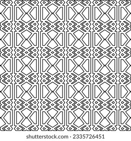 Abstract background with figures from lines. black and white pattern for web page, textures, card, poster, fabric, textile. Monochrome graphic repeating design.