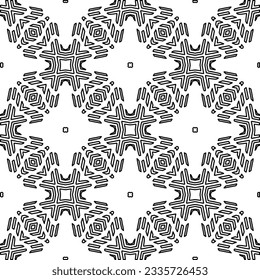 Abstract background with figures from lines. black and white pattern for web page, textures, card, poster, fabric, textile. Monochrome graphic repeating design.