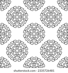 Abstract background with figures from lines. black and white pattern for web page, textures, card, poster, fabric, textile. Monochrome graphic repeating design.