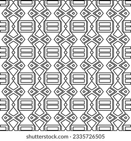 Abstract background with figures from lines. black and white pattern for web page, textures, card, poster, fabric, textile. Monochrome graphic repeating design.