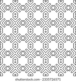 Abstract background with figures from lines. black and white pattern for web page, textures, card, poster, fabric, textile. Monochrome graphic repeating design.