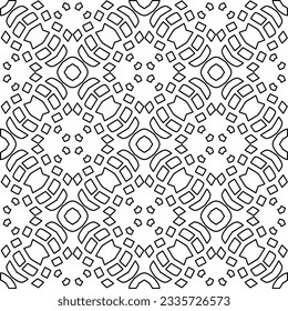 Abstract background with figures from lines. black and white pattern for web page, textures, card, poster, fabric, textile. Monochrome graphic repeating design.