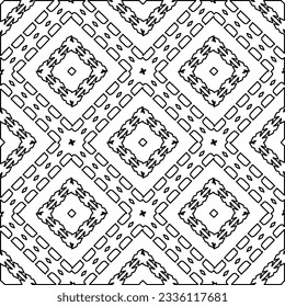 Abstract background with figures from lines. black and white pattern for web page, textures, card, poster, fabric, textile. Monochrome graphic repeating design.