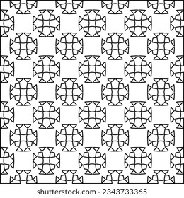 Abstract background with figures from lines. black and white pattern for web page, textures, card, poster, fabric, textile. Monochrome graphic repeating design.