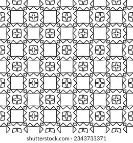 Abstract background with figures from lines. black and white pattern for web page, textures, card, poster, fabric, textile. Monochrome graphic repeating design.