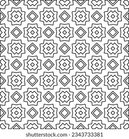 Abstract background with figures from lines. black and white pattern for web page, textures, card, poster, fabric, textile. Monochrome graphic repeating design.