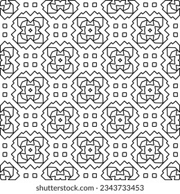 Abstract background with figures from lines. black and white pattern for web page, textures, card, poster, fabric, textile. Monochrome graphic repeating design.