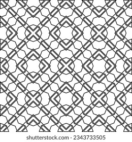 Abstract background with figures from lines. black and white pattern for web page, textures, card, poster, fabric, textile. Monochrome graphic repeating design.