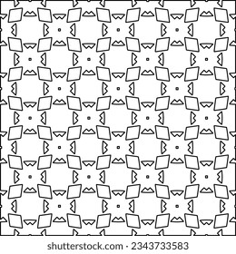 Abstract background with figures from lines. black and white pattern for web page, textures, card, poster, fabric, textile. Monochrome graphic repeating design.