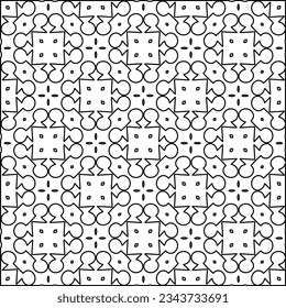 Abstract background with figures from lines. black and white pattern for web page, textures, card, poster, fabric, textile. Monochrome graphic repeating design.