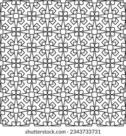Abstract background with figures from lines. black and white pattern for web page, textures, card, poster, fabric, textile. Monochrome graphic repeating design.