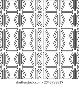 Abstract background with figures from lines. black and white pattern for web page, textures, card, poster, fabric, textile. Monochrome graphic repeating design.