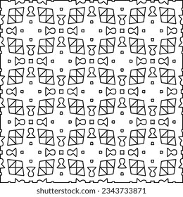 Abstract background with figures from lines. black and white pattern for web page, textures, card, poster, fabric, textile. Monochrome graphic repeating design.