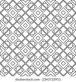 Abstract background with figures from lines. black and white pattern for web page, textures, card, poster, fabric, textile. Monochrome graphic repeating design.