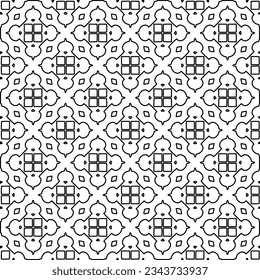 Abstract background with figures from lines. black and white pattern for web page, textures, card, poster, fabric, textile. Monochrome graphic repeating design.