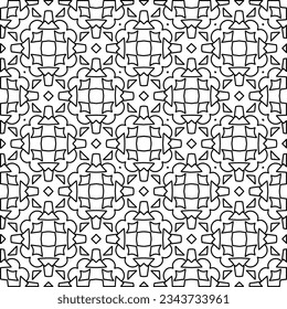 Abstract background with figures from lines. black and white pattern for web page, textures, card, poster, fabric, textile. Monochrome graphic repeating design.
