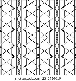 Abstract background with figures from lines. black and white pattern for web page, textures, card, poster, fabric, textile. Monochrome graphic repeating design.