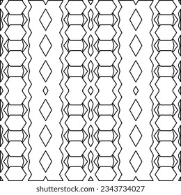 Abstract background with figures from lines. black and white pattern for web page, textures, card, poster, fabric, textile. Monochrome graphic repeating design.