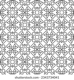 Abstrakter Hintergrund mit Figuren aus Linien. schwarz-weißes Muster für Webseiten, Texturen, Karten, Poster, Stoff, Textilien. Monochrome grafische Wiederholungsdesign.
