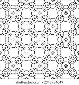 Abstract background with figures from lines. black and white pattern for web page, textures, card, poster, fabric, textile. Monochrome graphic repeating design.