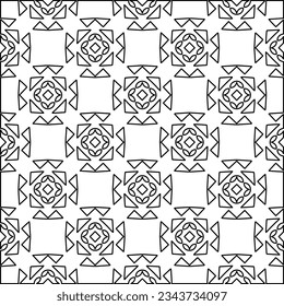 Abstract background with figures from lines. black and white pattern for web page, textures, card, poster, fabric, textile. Monochrome graphic repeating design.