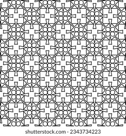 Abstract background with figures from lines. black and white pattern for web page, textures, card, poster, fabric, textile. Monochrome graphic repeating design.