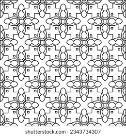 Abstract background with figures from lines. black and white pattern for web page, textures, card, poster, fabric, textile. Monochrome graphic repeating design.