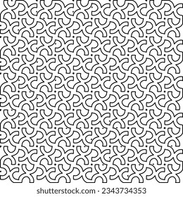 Abstract background with figures from lines. black and white pattern for web page, textures, card, poster, fabric, textile. Monochrome graphic repeating design.