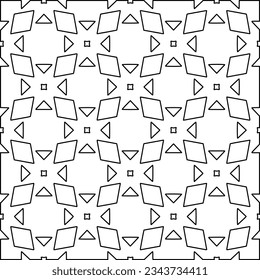 Abstract background with figures from lines. black and white pattern for web page, textures, card, poster, fabric, textile. Monochrome graphic repeating design.