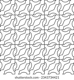 Abstract background with figures from lines. black and white pattern for web page, textures, card, poster, fabric, textile. Monochrome graphic repeating design.