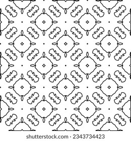 Abstract background with figures from lines. black and white pattern for web page, textures, card, poster, fabric, textile. Monochrome graphic repeating design.