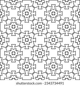 Abstract background with figures from lines. black and white pattern for web page, textures, card, poster, fabric, textile. Monochrome graphic repeating design.